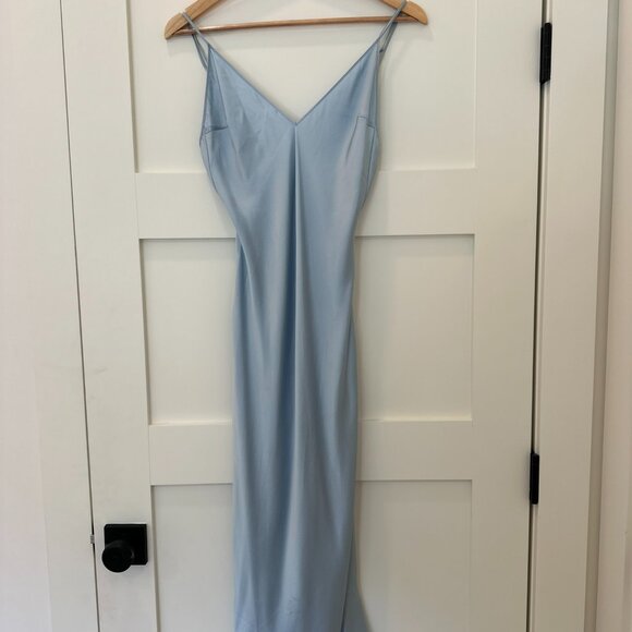 Elegant Light Blue Satin Dress - Picture 1 of 5